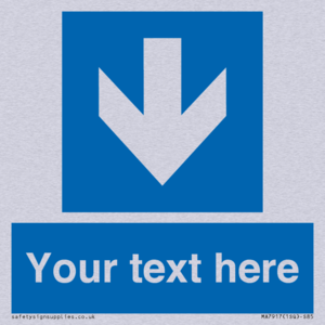 Custom Directional signage blue down arrow 